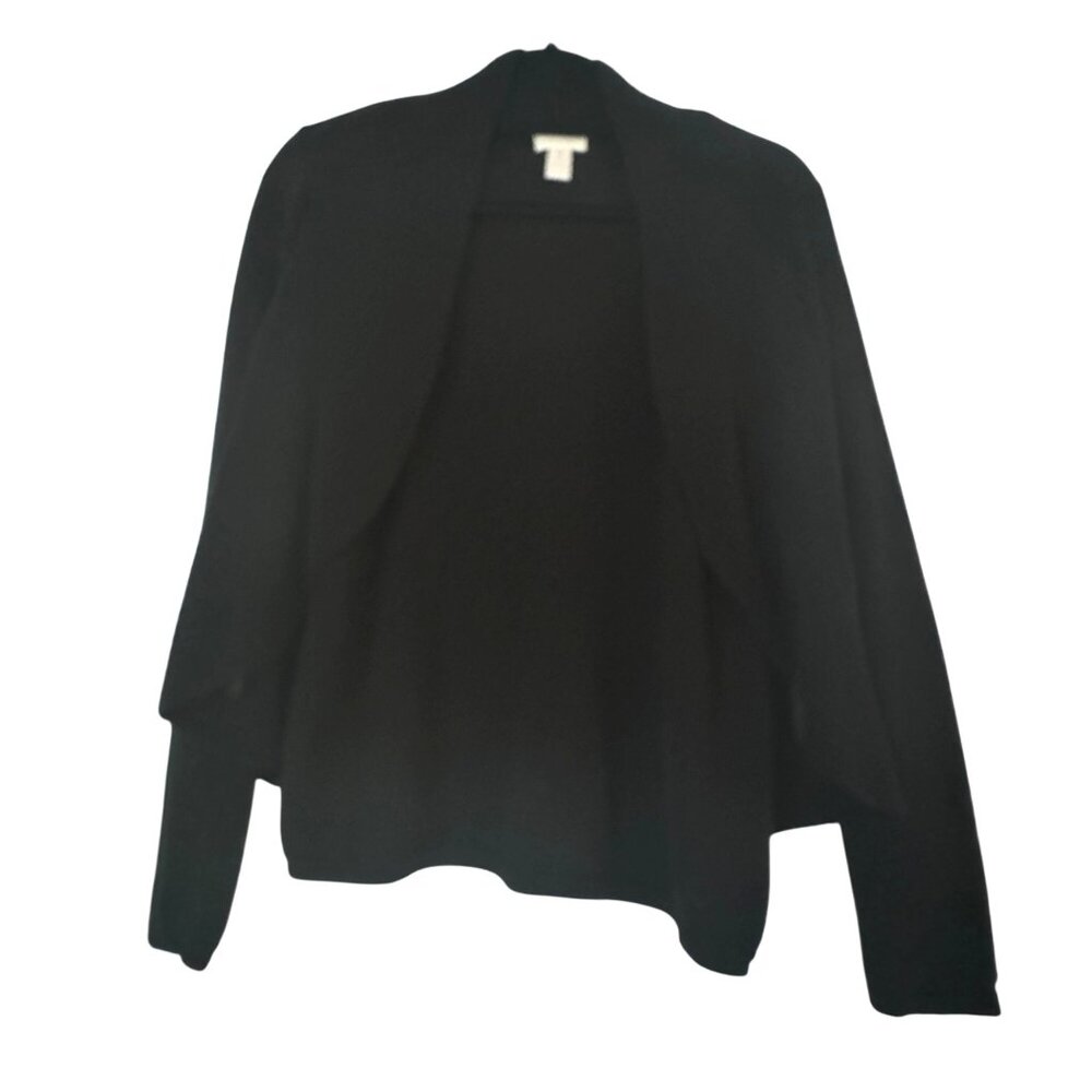 Chico's Black Open Front Cardigan Sweater Women's Cotton/Rayon Blend, Size 0